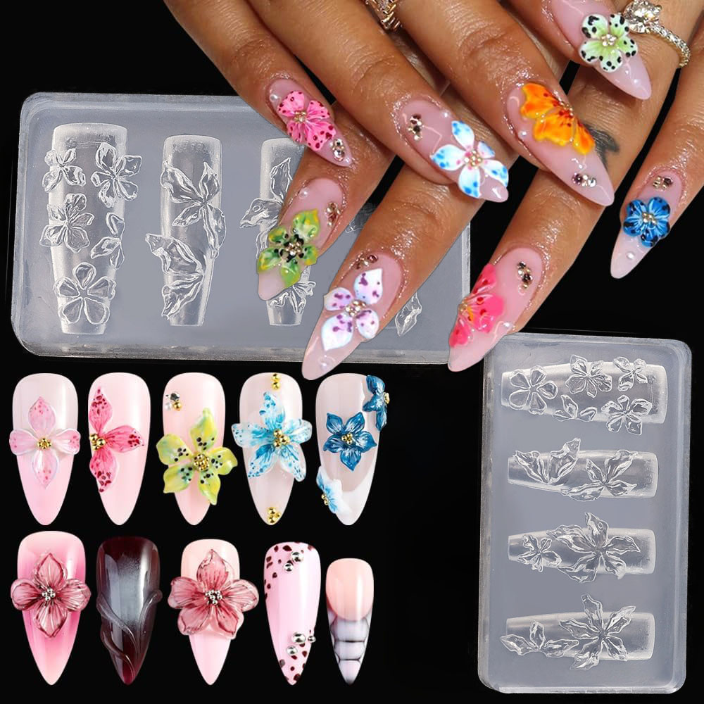 Resin Art Template - 3D Bloemen Nagelvorm DIY Siliconen Nagelgereedschap