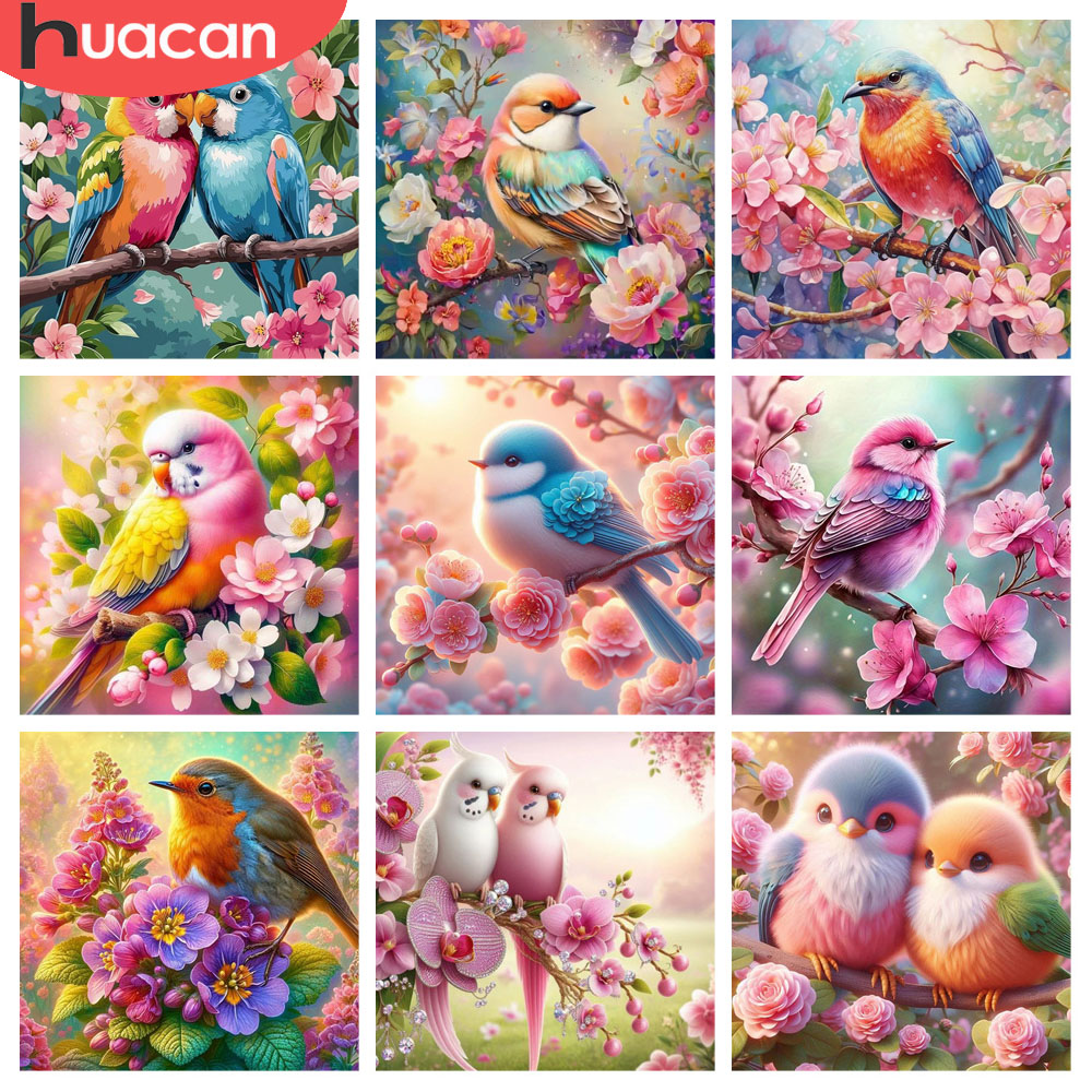 Resin Art Rose - HUACAN Diamant Schilderij Vogel Bloem Dier