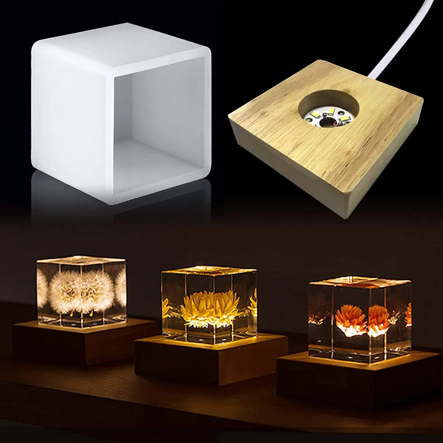 Resin Art With Wood - Vierkante lichte harsvorm, led-siliconenvormen voor hars,