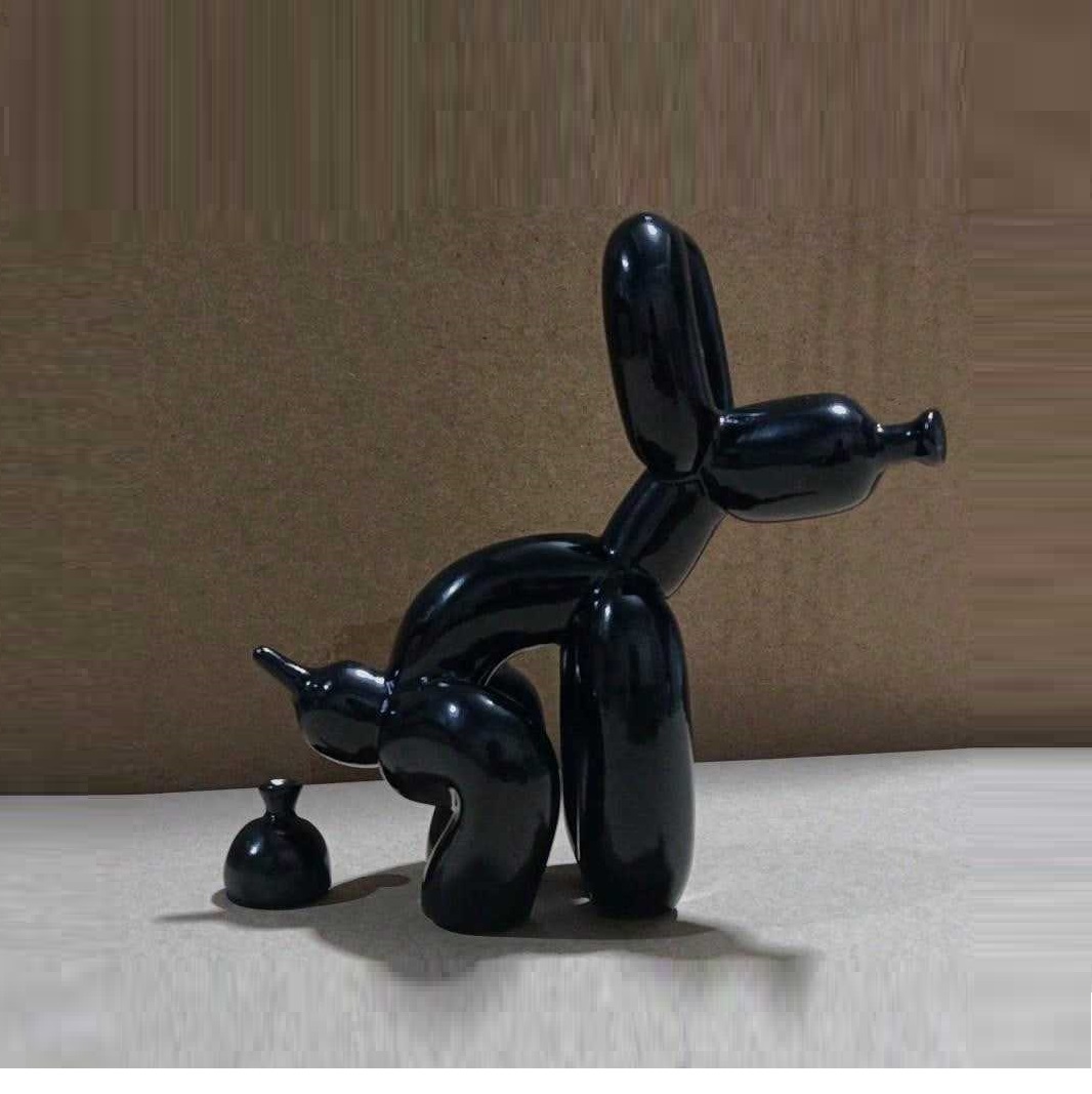 Resin Art With Wood - Moderne kunst squat ballon hond dier