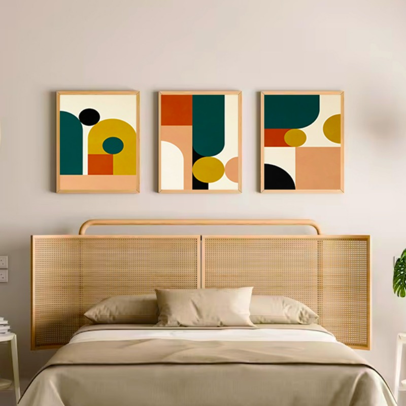 Resin Art Gallery - 3-delige geometrische kleurkunstposter, abstracte kleurblokken, mid-century