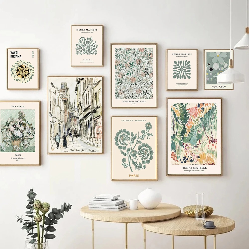 Resin Art Gallery - Abstracte Matisse bloemen- en bladerenposter en