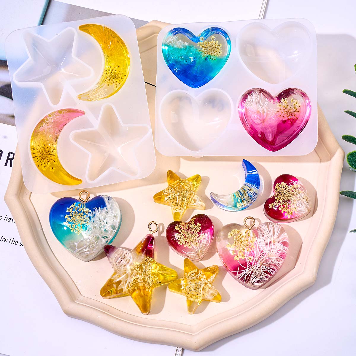 Resin Art Acrylic - Hart Ster Maan Hanger Siliconen Mal