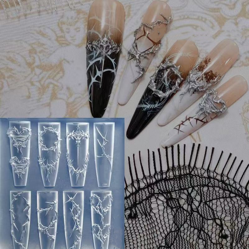 Resin Art Template - 3D doornen nagelontwerp siliconen mallen snijwerk