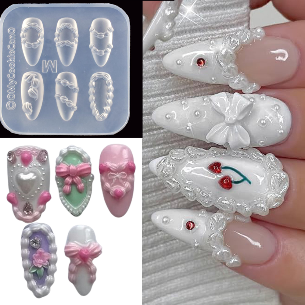 Resin Art Template - 1 st 3D Franse Crème Nail
