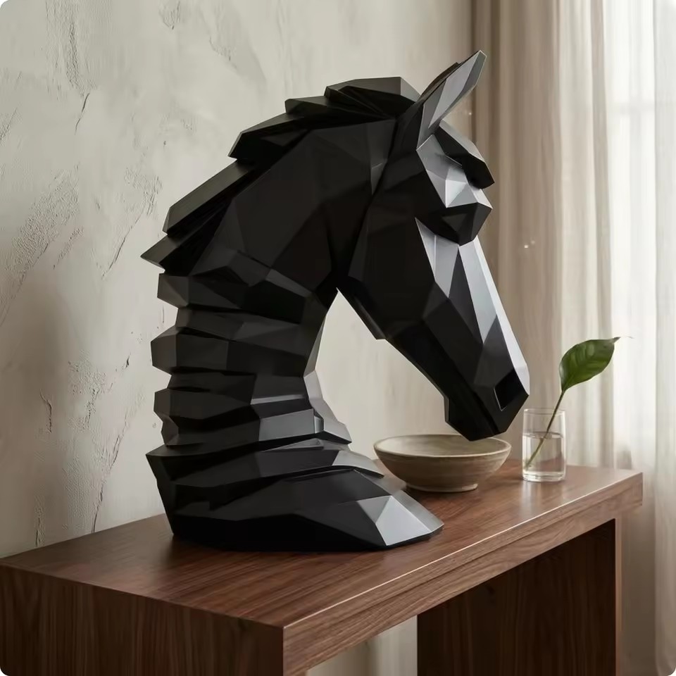 Resin Art Cube - Paardenkop sculptuur, verzamelbaar paardendecoratie, exclusieve kunst
