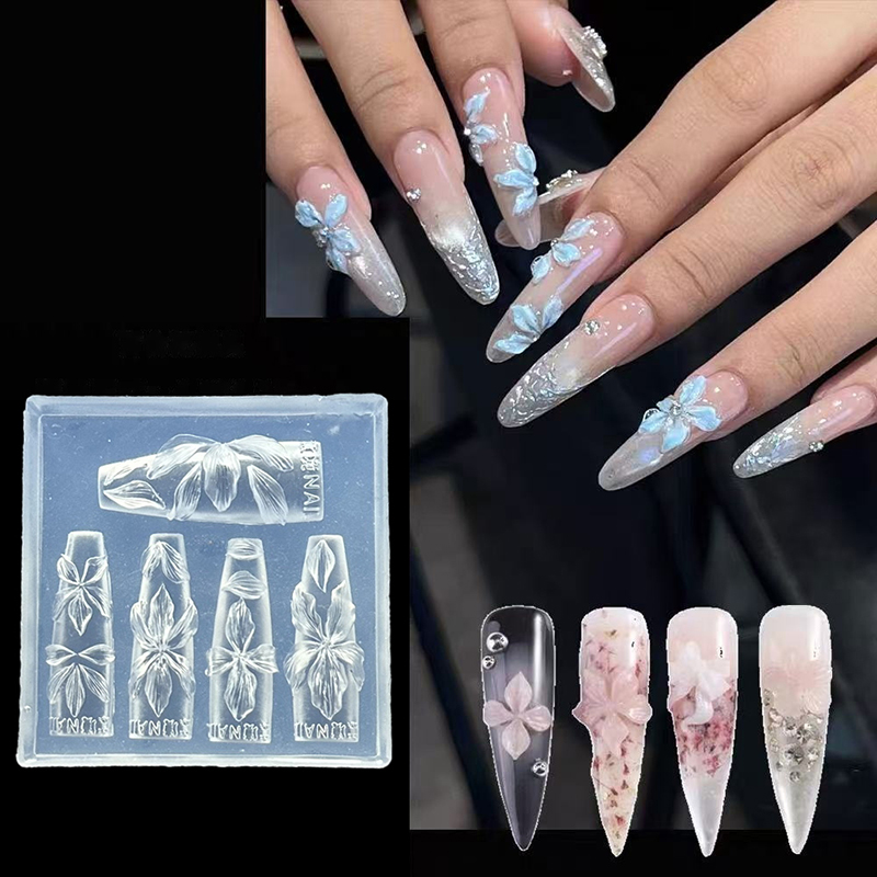 Resin Art Template - 3D Bloemen Nagelvorm DIY Siliconen Nagelgereedschap