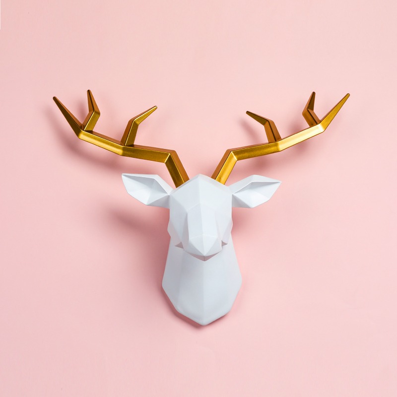 Resin Art Sculptures - 1PC Hertenkop Sculptuur Dierenbeeld Muurhangend Creatief