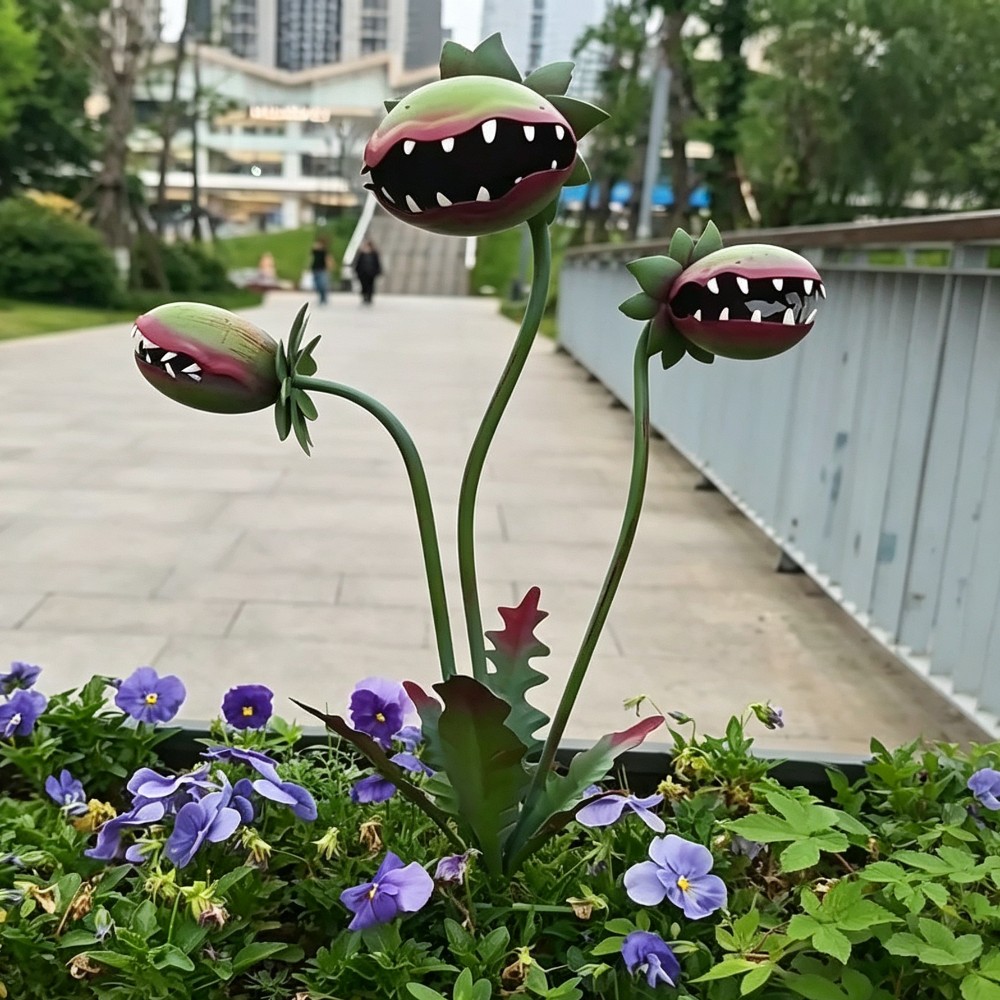 Resin Art Sculptures - Vleesetende Bloem Tuinpaal 25 Inch Buiten