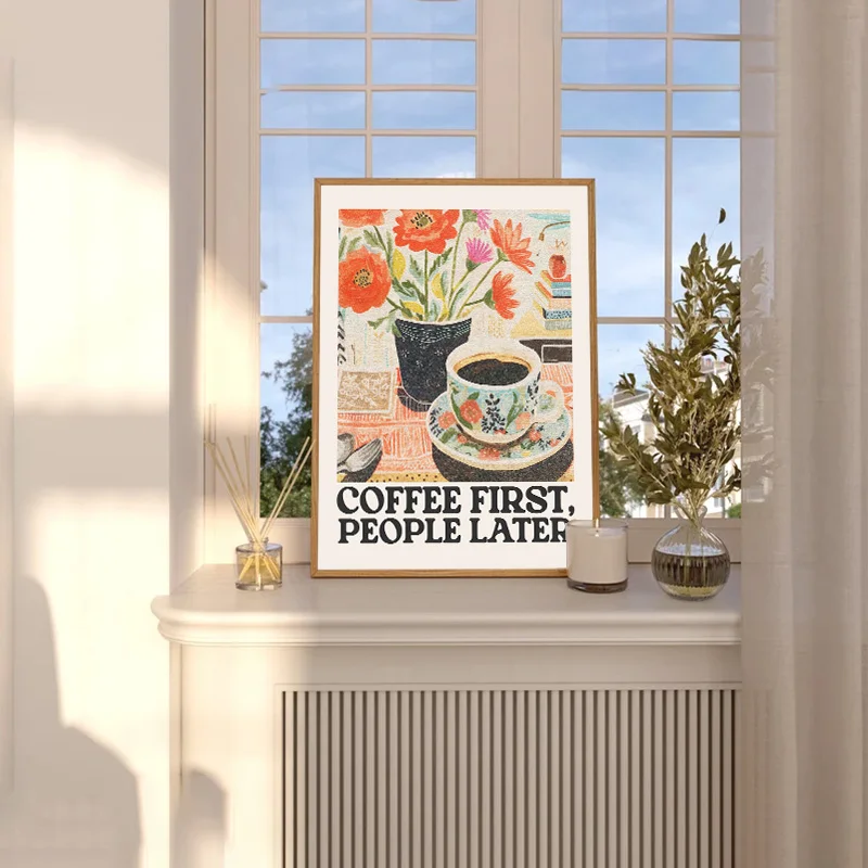 Resin Art Gallery - Koffiebloem Retro Wandkunst Poster Mode Trendy