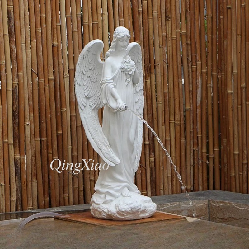 Resin Art Sculptures - Europese engelensculptuur, waterstroomornament, kunstbeeld voor binnenplaats,