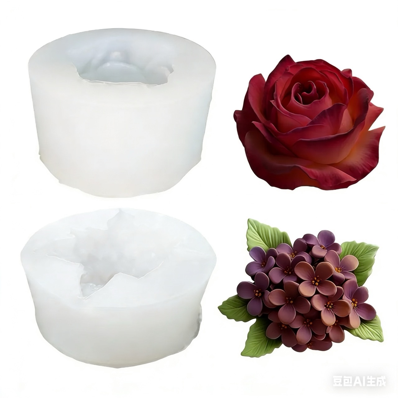 Resin Art Rose - 2-delige 3D Rose Lilac Flower siliconen