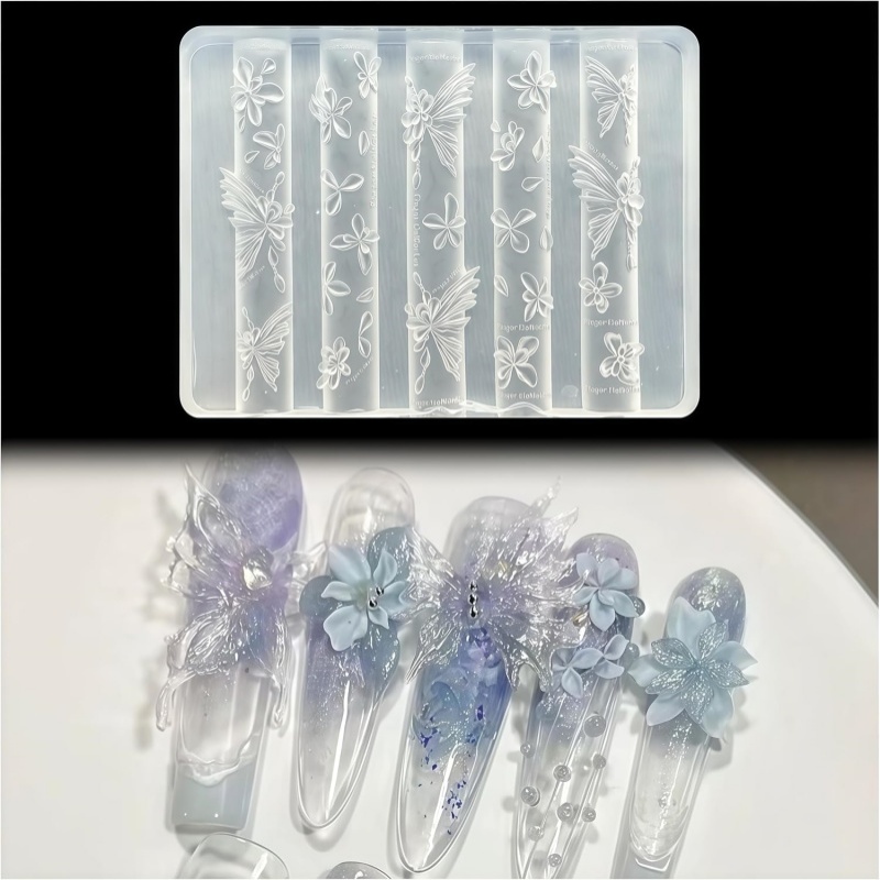 Resin Art Template - 3D Vlinder Bloem Gel Nail Art