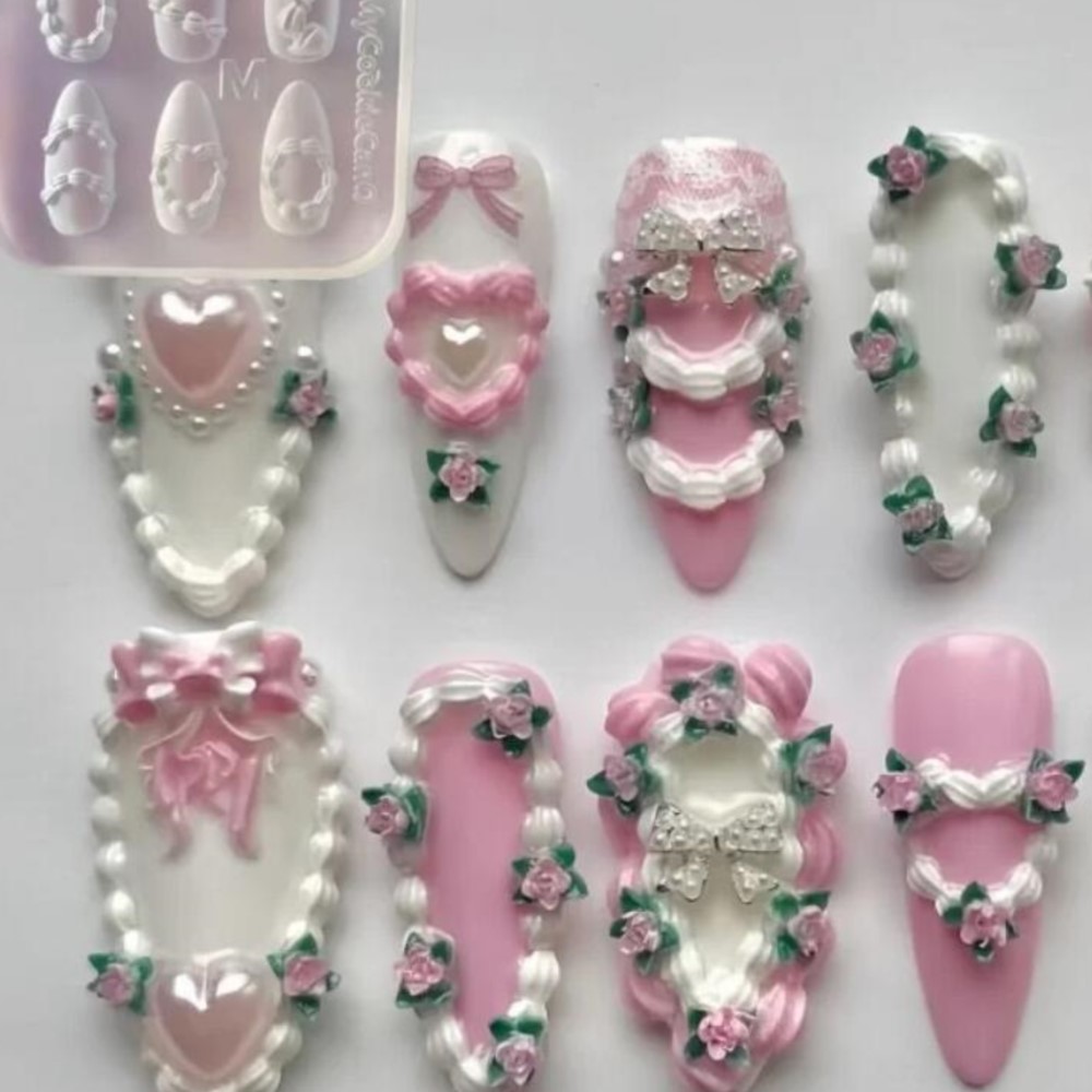 1 st 3D Franse Crème Nail Art  - Resin Art Template recensie en prijs