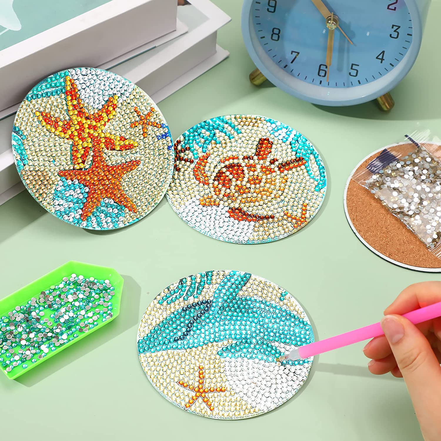 8 stks/set DIY Diamant Schilde - Resin Art With Wood recensie en prijs