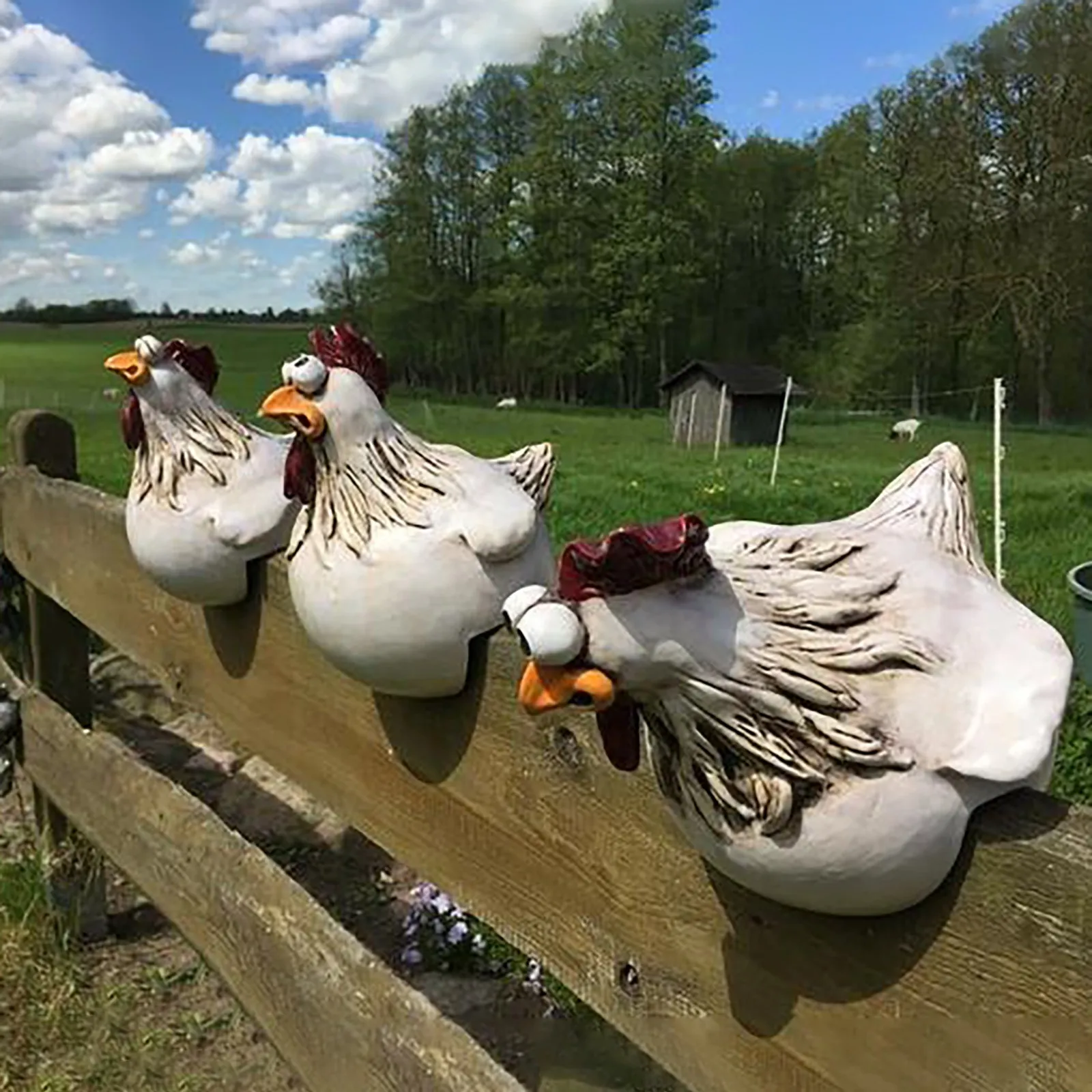 Grappige kip hek decor standbe - Resin Art Sculptures recensie en prijs