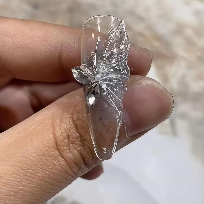 3D Vlinder Bloem Gel Nail Art  - Resin Art Template recensie en prijs